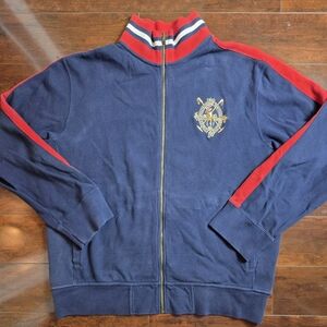 Polo Ralph Lauren Navy and Red Zip-Up Jacket with Embroidered Crest